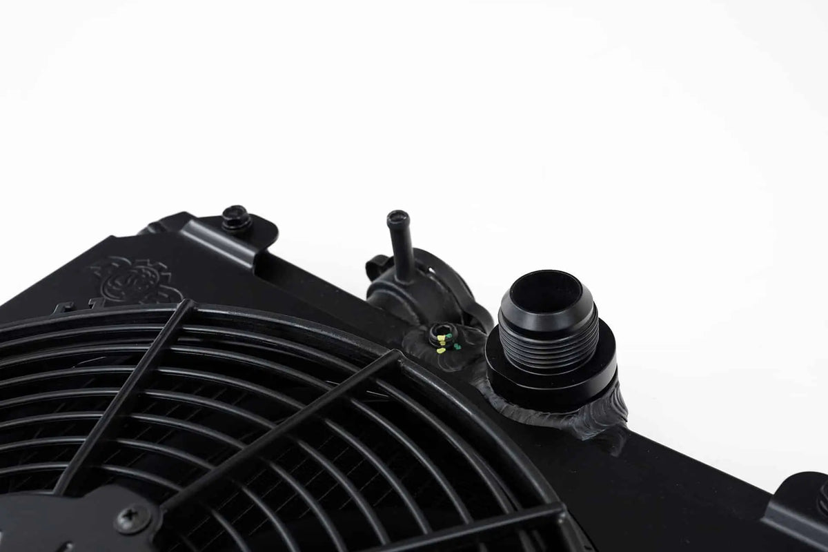 CSF #2858XB Universal Half Radiator - Evo 7/8/9 / 92-00 Civic - w/ SPAL Fan & Shroud - Black – view 2