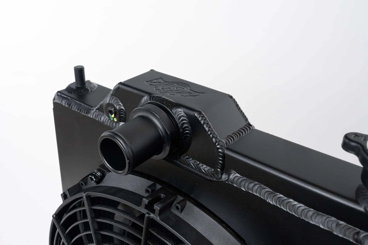 CSF #7075B Mitsubishi Evo 4/5/6/7/8/9 Full Size Slim Radiator w/ 12in SPAL Fan - Black – view 2