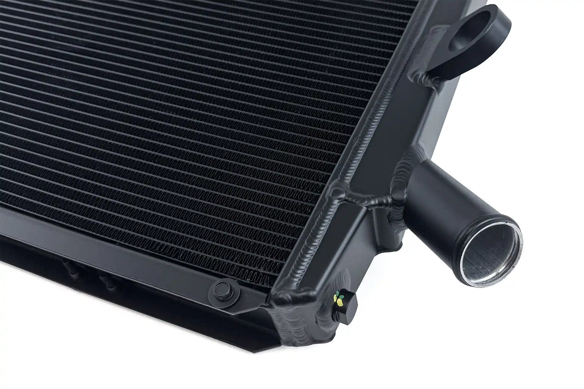 Close-up of CSF Ferrari 458 right radiator outlet and cooling core
