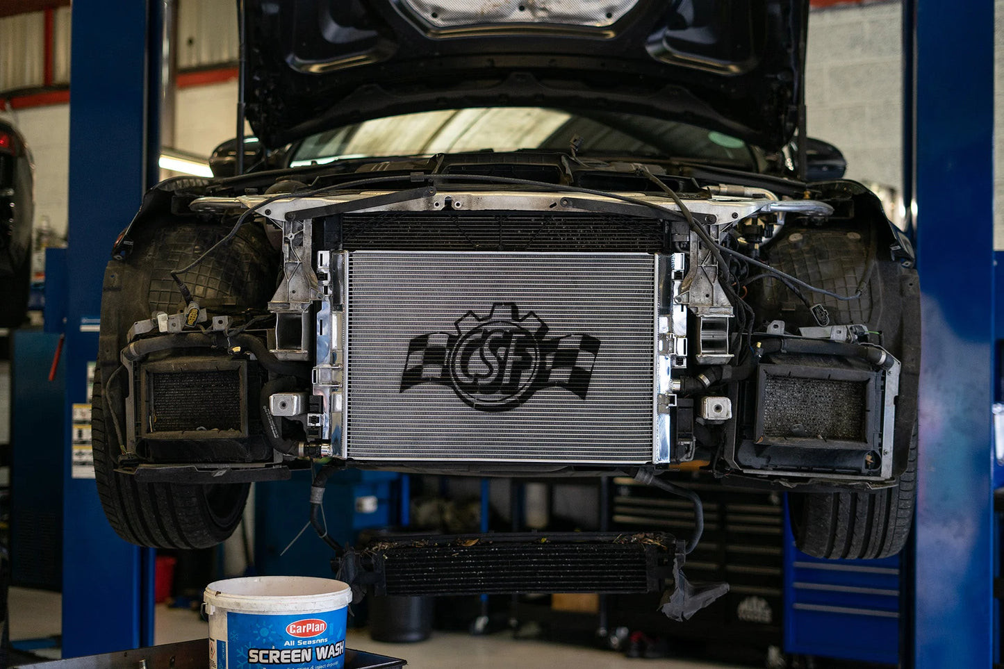 CSF #8088 Mercedes AMG GT/R/C / W205 C63 / W213 E63 / GLC63 Heat Exchanger w/ Rock Guard – installed
