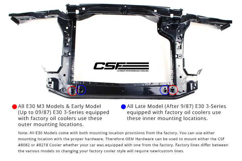 CSF #8092 BMW E30 Oil Cooler w/ fittings for OEM style and AN-10 male connections – infographic