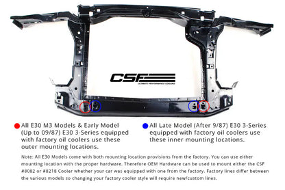 CSF #8092 BMW E30 Oil Cooler w/ fittings for OEM style and AN-10 male connections – infographic