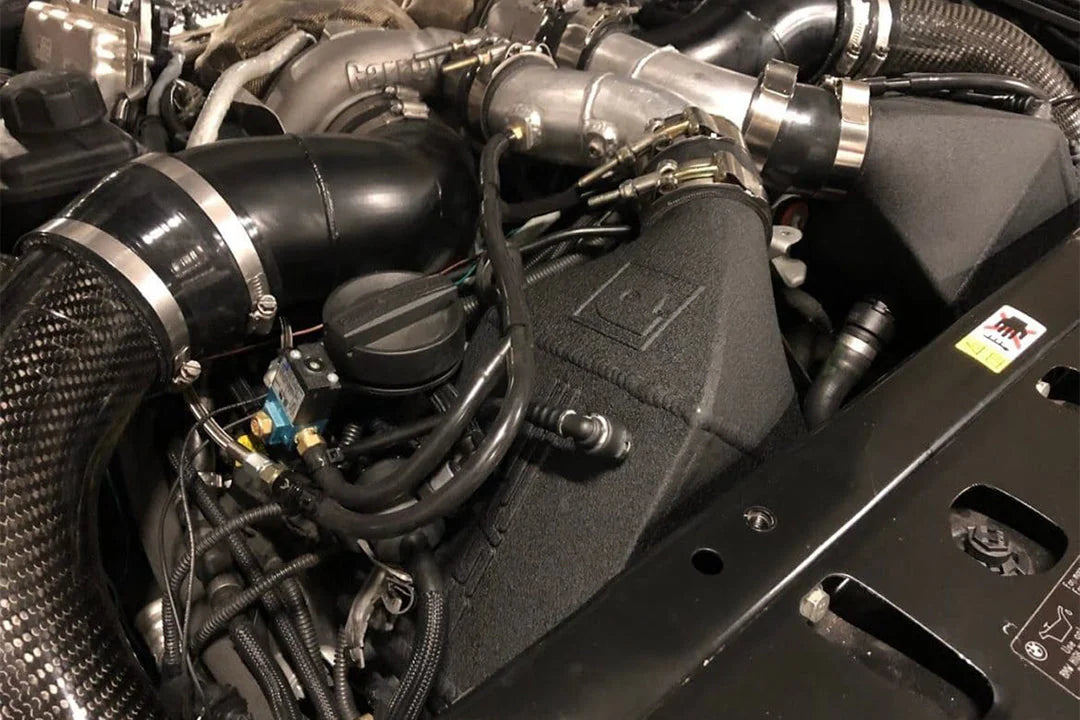 CSF #8109 BMW F1X M5 & M6 Twin Charge-Air-Cooler Set - Crinkle Black Finish – installed