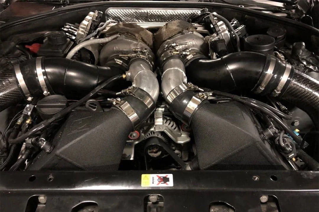 CSF #8109 BMW F1X M5 & M6 Twin Charge-Air-Cooler Set - Crinkle Black Finish – installed