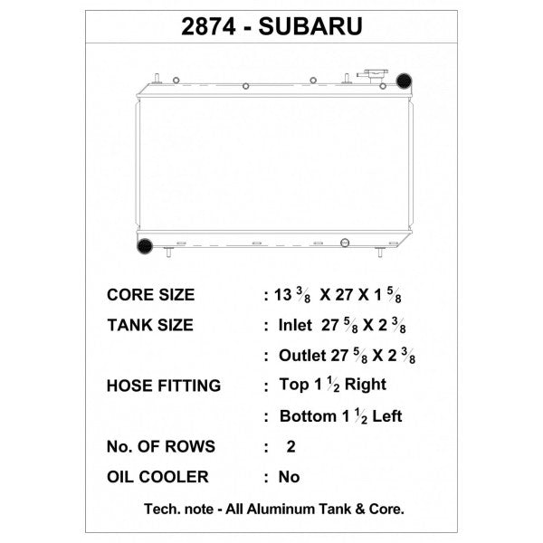 CSF #2874 93-98 Subaru Impreza (Incl. Outback Sport) All-Aluminum Radiator